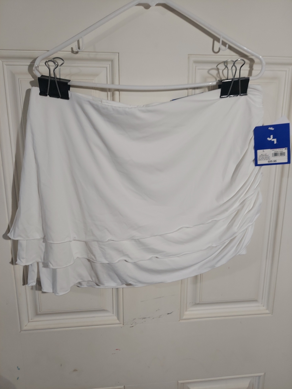 JoyLab White Ruched Tiered Asymmetrical Lettuce-Edge Active Skort Size Large